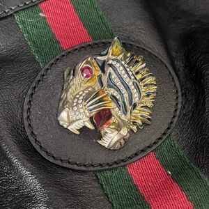 Gucci Black Leather Web Rajah Tote